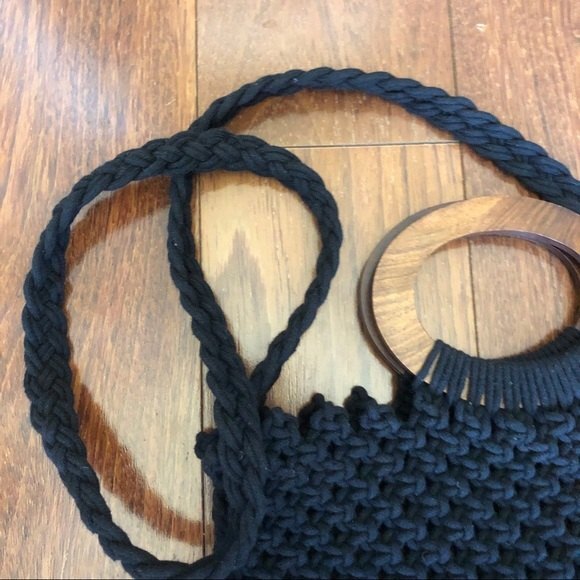 Danielle Nicole Macramé Fringe Black Handbag - Picture 5 of 11